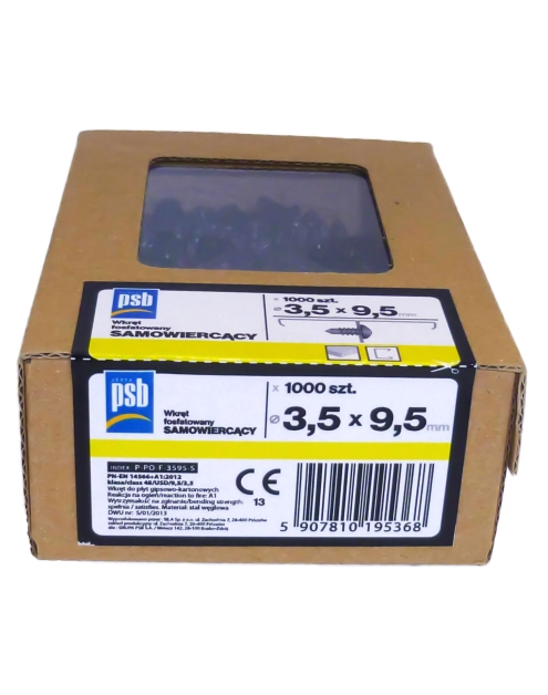 Zdjęcie: Wkręty fosfatowane samowiercące 3,5x9,5 mm - 1000 szt. SILA