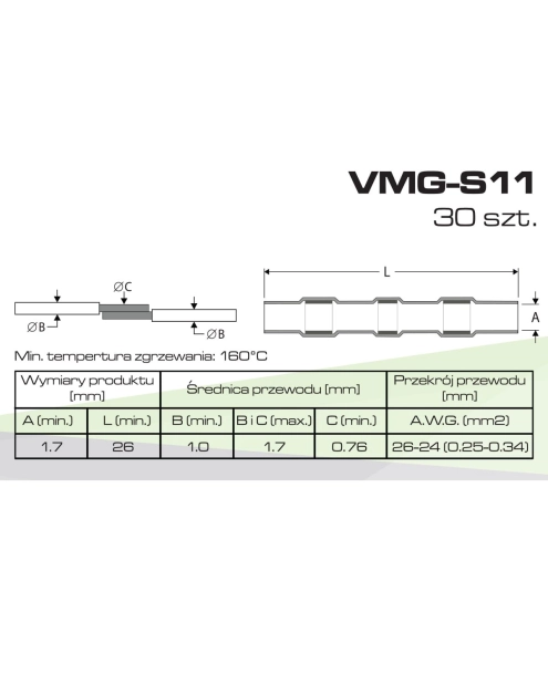 Zdjęcie: Rurki termokurczliwe z cyną i klejem 0.25-0.34 mm 30 szt. VMG-S11 VAYOX