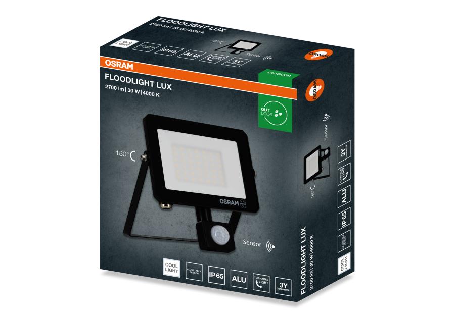 Zdjęcie: Oprawa oświetleniowa LED FL Lux sensor 30 W 840 IP65 BK OSRAM