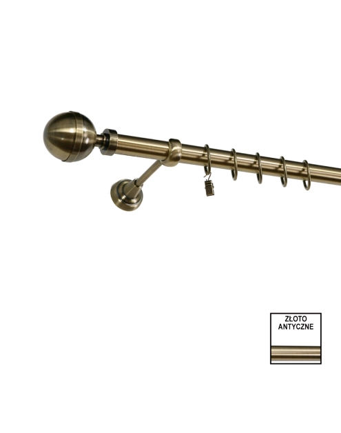 Zdjęcie: Karnisz pojedynczy Zeus fi 25 mm - 240 cm kula zloto KARWEL