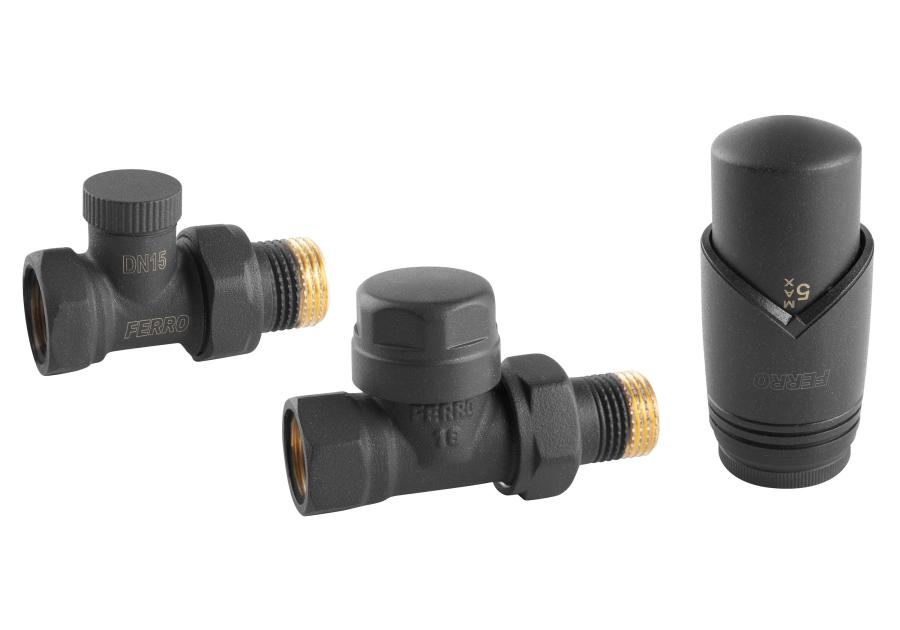 Zdjęcie: Zestaw termostatyczny prosty antracyt FERRO