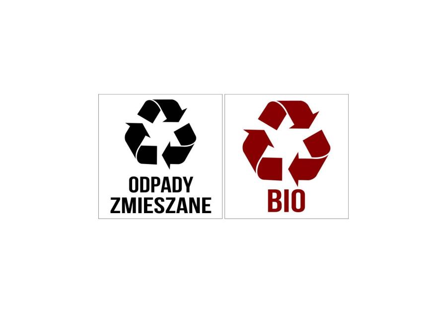 Zdjęcie: Oznaczenie "Bio i Odpady zmieszane" 15x15 cm METRO