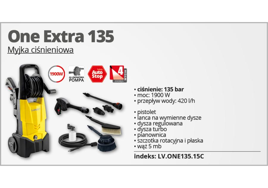 Zdjęcie: Myjka wysokociśnieniowa One Extra 135 LAVOR