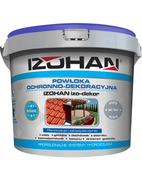 Zdjęcie: Powłoka ochronno-dekoracyjna Izo-Dekor szary RAL 7040, 5 kg IZOHAN