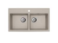 Zdjęcie: Zlewozmywak granitowy Metro 2-komorowy piaskowy 76x44x19,5 cm syfon manualny MILÓ