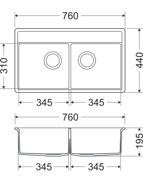 Zdjęcie: Zlewozmywak granitowy Metro 2-komorowy piaskowy 76x44x19,5 cm syfon manualny MILÓ
