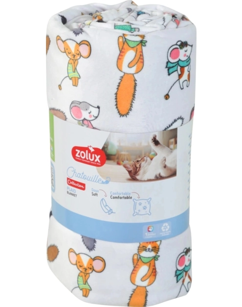 Zdjęcie: Legowisko dla kota pled wzór koty i myszy 152,5x74 cm ZOLUX