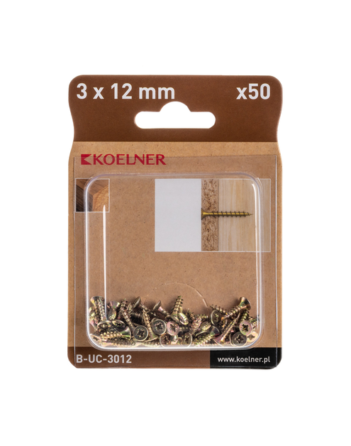Zdjęcie: Wkręt utwardzany do drewna 3x12 mm blister 50 szt. KOELNER