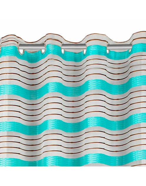 Zdjęcie: Zasłona Lora 140x250 cm brązowo-turkusowa na przelotkach EUROFIRANY