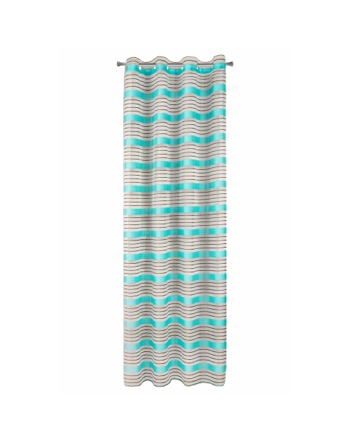 Zdjęcie: Zasłona Lora 140x250 cm brązowo-turkusowa na przelotkach EUROFIRANY