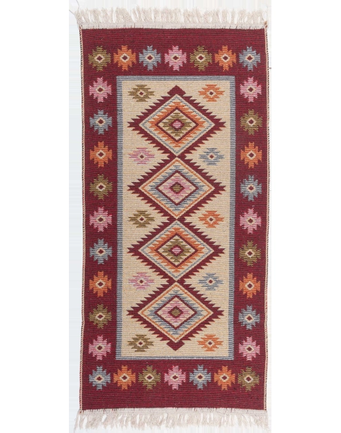Zdjęcie: Dywan Kilim 80x150 cm bordo romby MULTI-DECOR