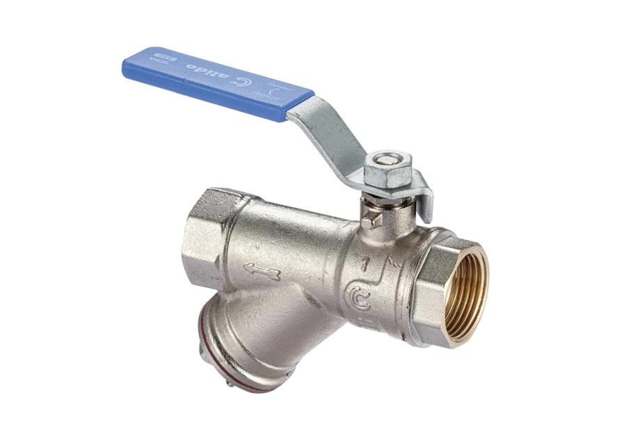 Zdjęcie: Zawór kulowy S30 W/W 1" z niebieską rączką i filtrem, PN30 CALIDO