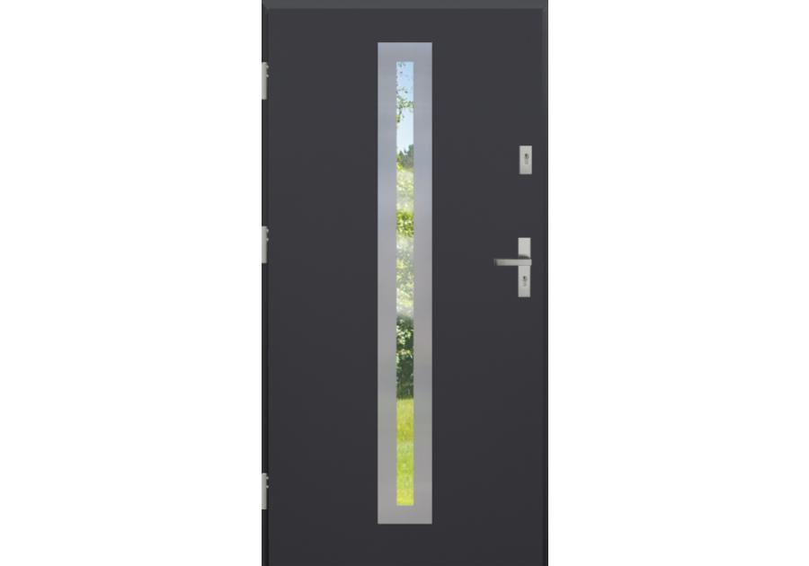 Zdjęcie: Drzwi zewnętrzne stalowo-drewniane Disting Otello 04 Antracyt 90 cm lewe zamek listwowy KR CENTER