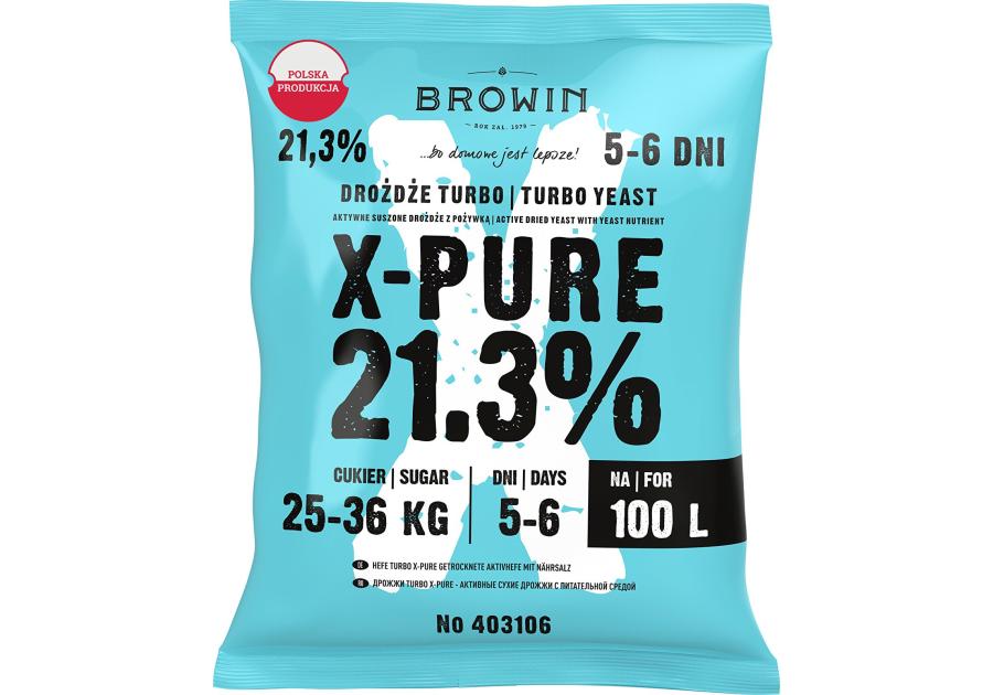 Zdjęcie: Drożdże Turbo X-Pure 21,3%, 100 L BROWIN