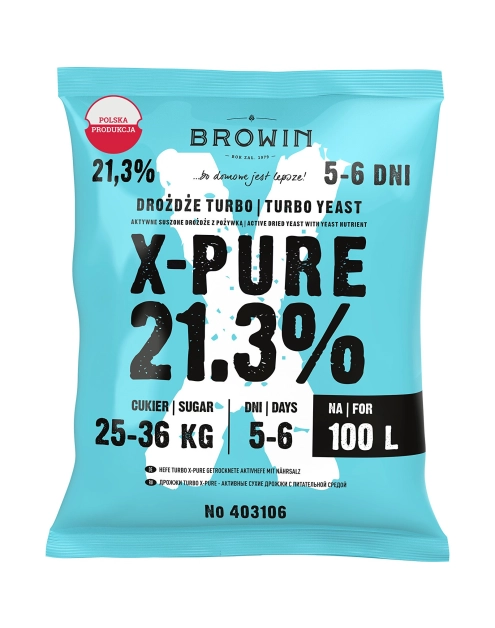 Zdjęcie: Drożdże Turbo X-Pure 21,3%, 100 L BROWIN