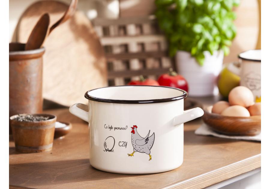 Zdjęcie: Garnek Kokoszka smakoszka prosty 16 cm -  2,4 L kremowy dekoracja co było pierwsze? SILESIA