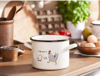 Zdjęcie: Garnek Kokoszka smakoszka prosty 16 cm -  2,4 L kremowy dekoracja co było pierwsze? SILESIA