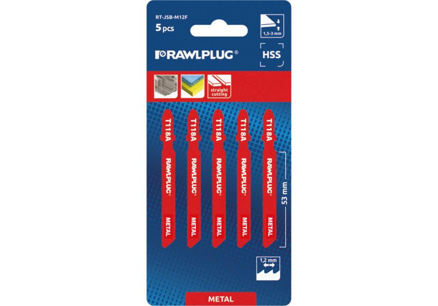 Zdjęcie: Brzeszczoty do wyrzynarek do cięcia metalu 77 mm HSS 1,2 mm 5 szt. RAWLPLUG