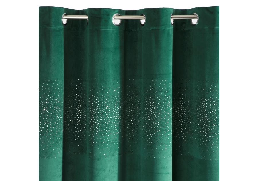 Zdjęcie: Zasłona welwetowa Sena 140x250 cm ciemnozielona na przelotkach EUROFIRANY