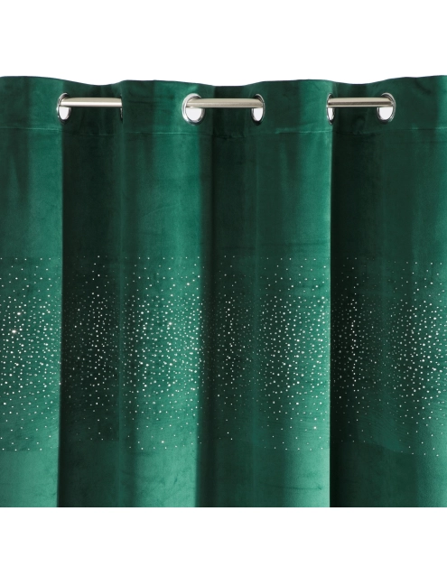 Zdjęcie: Zasłona welwetowa Sena 140x250 cm ciemnozielona na przelotkach EUROFIRANY