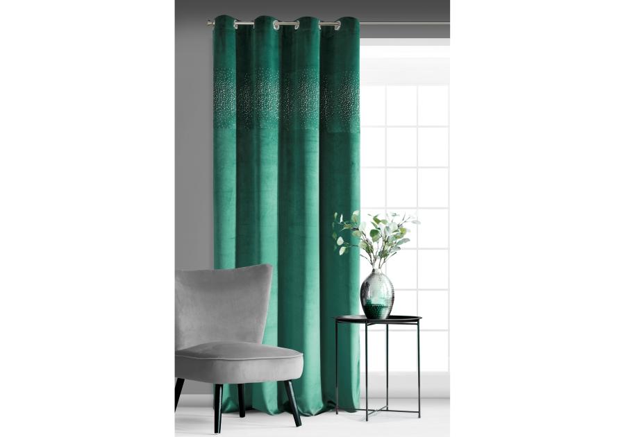 Zdjęcie: Zasłona welwetowa Sena 140x250 cm ciemnozielona na przelotkach EUROFIRANY