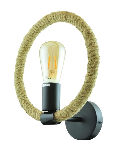 Zdjęcie: Kinkiet Rope Arhur E27 czarny + lina konopna IL MIO
