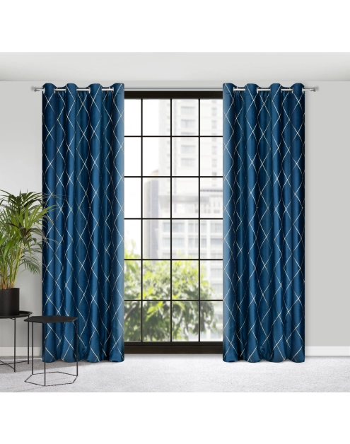 Zdjęcie: Zasłona dekoracyjna Pierre Cardin Margo 140x250 cm granatowy EUROFIRANY