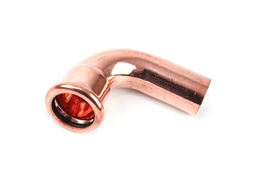 Zdjęcie: Łuk nyplowy 90 stopni zaciskany profil M do wody 18x18 CALIDO