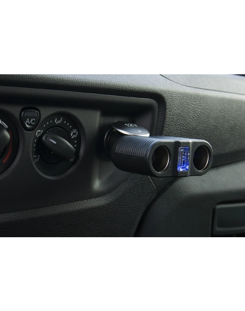 Zdjęcie: Rozgałęźnik gniazda zapalniczki samochodowej na 2 gniazda + gniazdo USB LB0126 LIBOX