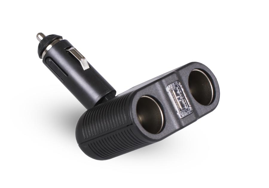 Zdjęcie: Rozgałęźnik gniazda zapalniczki samochodowej na 2 gniazda + gniazdo USB LB0126 LIBOX