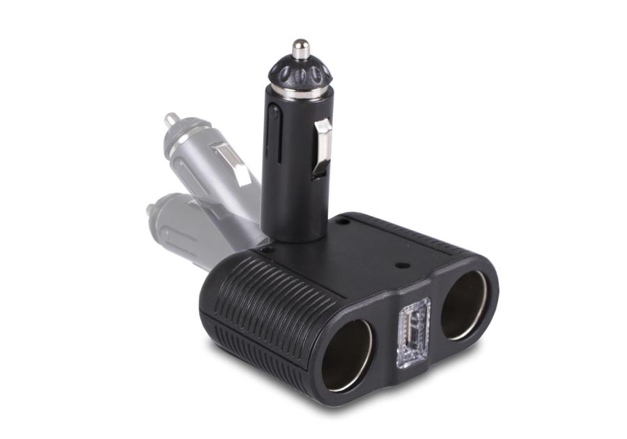Zdjęcie: Rozgałęźnik gniazda zapalniczki samochodowej na 2 gniazda + gniazdo USB LB0126 LIBOX