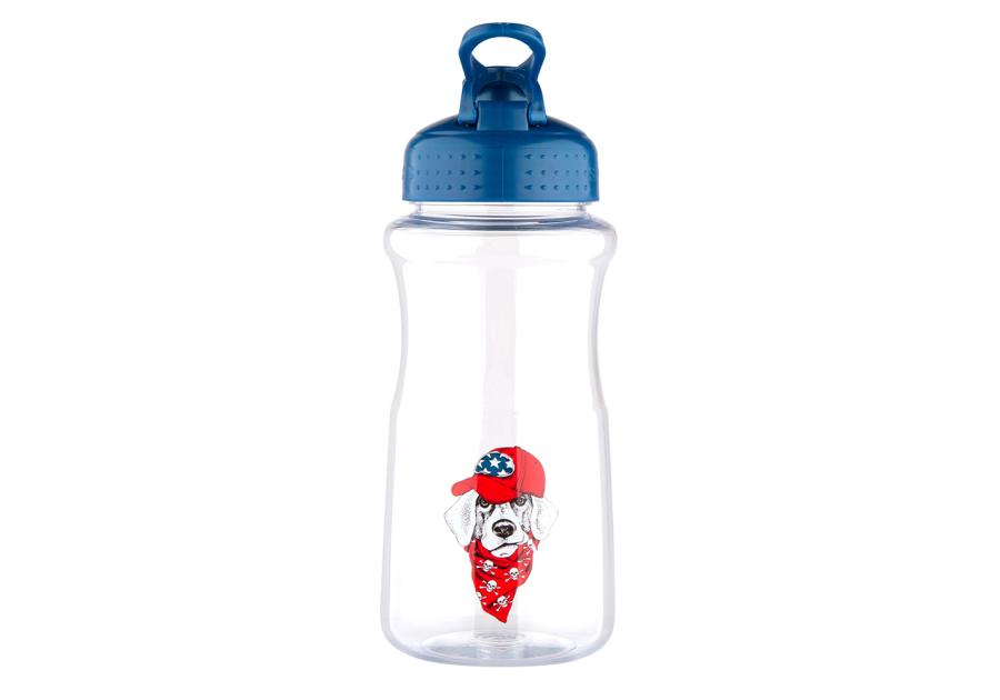 Zdjęcie: Butelka plastikowa na wodę z granatową nakretką 500 ml dekoracja Labrador Easy Morning ALTOMDESIGN