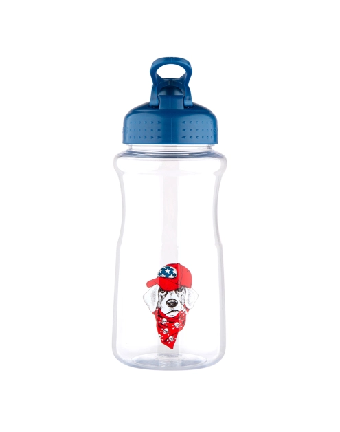 Zdjęcie: Butelka plastikowa na wodę z granatową nakretką 500 ml dekoracja Labrador Easy Morning ALTOMDESIGN