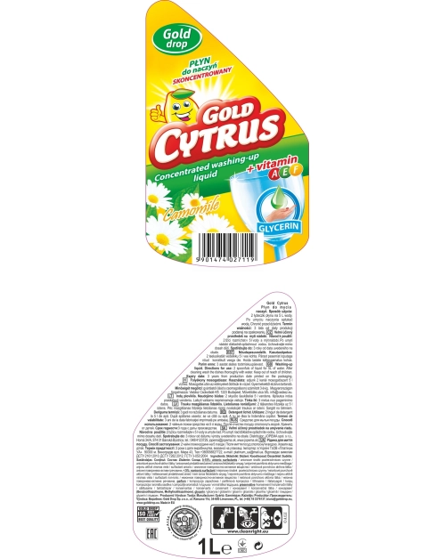 Zdjęcie: Płyn do mycia naczyń 1 L rumianek GOLD CYTRUS