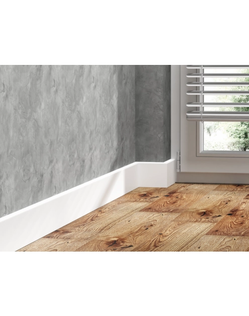 Zdjęcie: Listwa przypodłogowa PVC Status Line 80x15 mm 2,2 m biały RAL9003 lakier półmat CEZAR