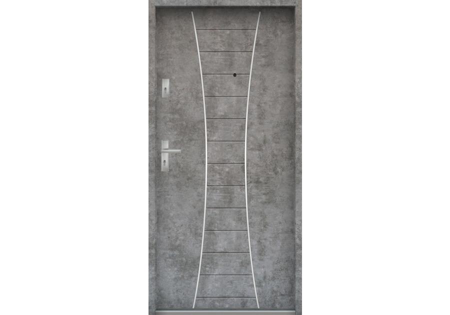 Zdjęcie: Drzwi wejściowe do mieszkań Bastion R-63 Beton srebrny 90 cm prawe OSPŁ KR CENTER