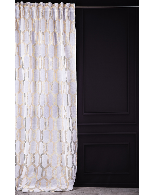 Zdjęcie: Firana z nadrukiem-łańcuch royal chic gold light biało-złoty 140x270 cm CHIC HOME