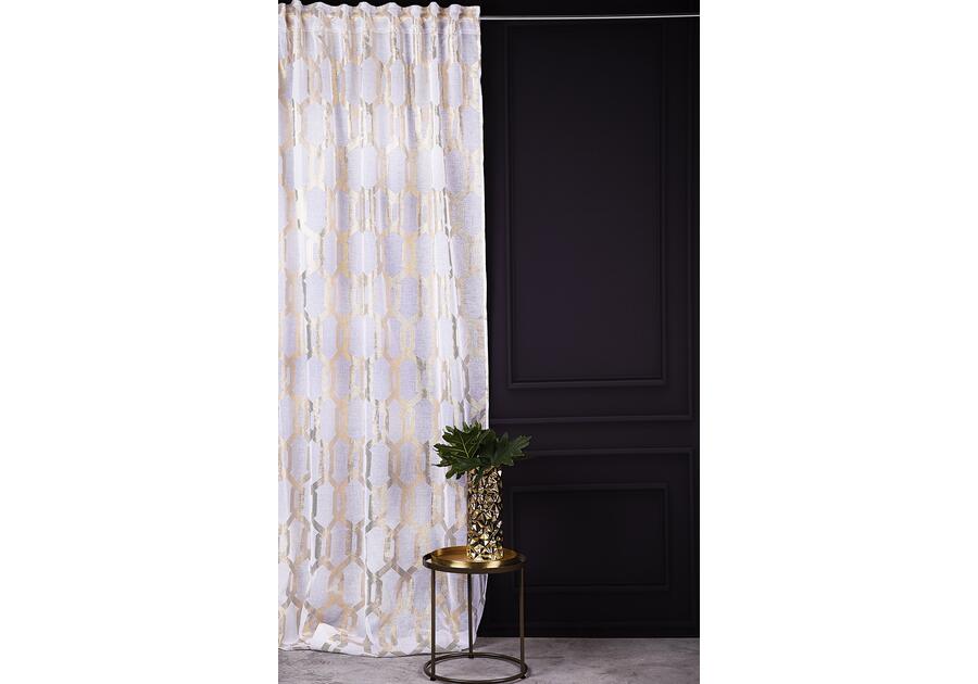 Zdjęcie: Firana z nadrukiem-łańcuch royal chic gold light biało-złoty 140x270 cm CHIC HOME