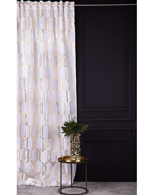 Zdjęcie: Firana z nadrukiem-łańcuch royal chic gold light biało-złoty 140x270 cm CHIC HOME