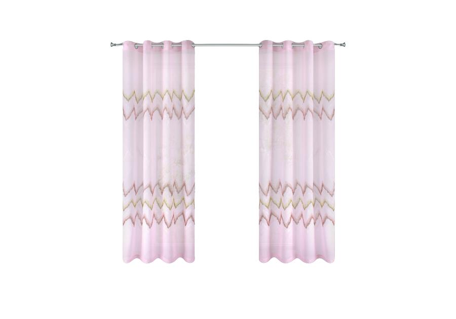 Zdjęcie: Zasłona Nathalie 140x250 cm z nadrukiem geometrycznym różowa na przelotkach EUROFIRANY