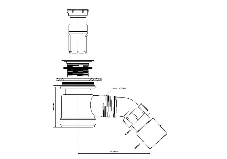 Zdjęcie: Syfon brodzikowy wys. 90 mm z odejściem 40/50 mm pokrywa abs chrom 70 mm MCALPINE