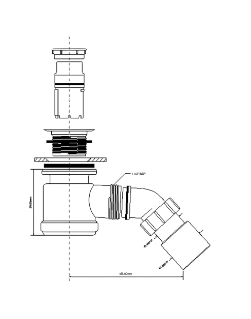 Zdjęcie: Syfon brodzikowy wys. 90 mm z odejściem 40/50 mm pokrywa abs chrom 70 mm MCALPINE
