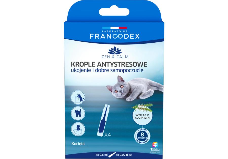 Zdjęcie: Krople antystresowe z kocimiętką dla kociąt, 4 x 0,6 ml FRANCODEX