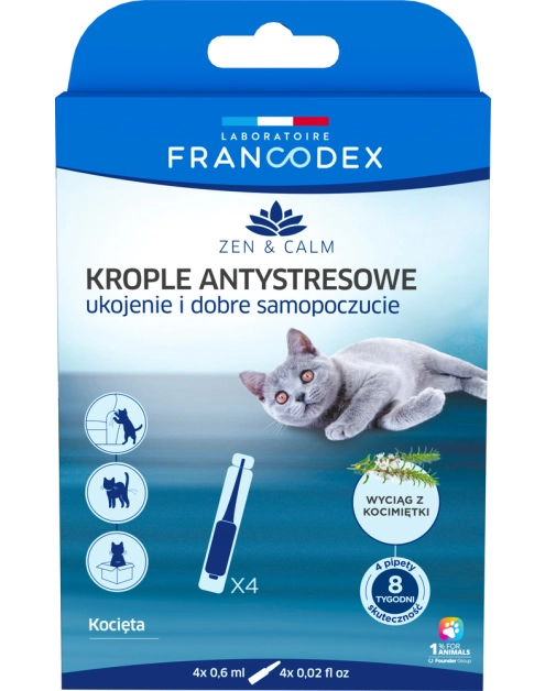 Zdjęcie: Krople antystresowe z kocimiętką dla kociąt, 4 x 0,6 ml FRANCODEX