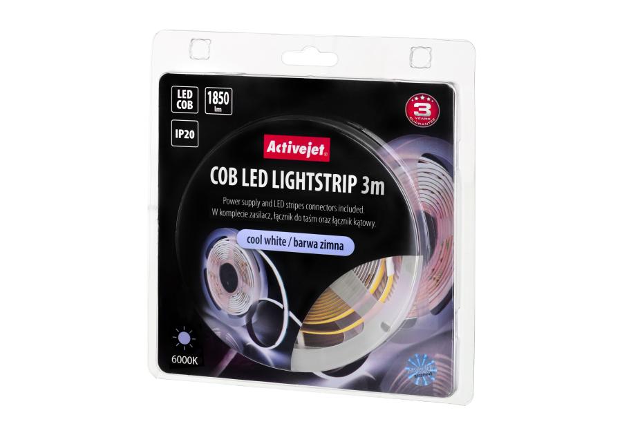 Zdjęcie: Taśma LED COB 3 m z zasilaczem barwa zimna IP20 ACTIVEJET
