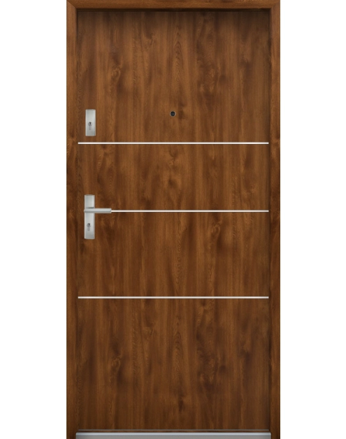 Zdjęcie: Drzwi wejściowe do mieszkań Bastion A-66 Dąb złoty 80 cm (NW) prawe ODP KR CENTER