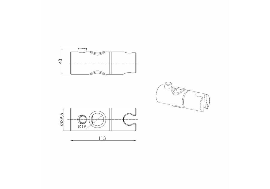 Zdjęcie: Uchwyt prysznicowy do drążka fi19 mm STINNEA