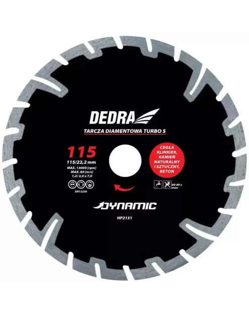 Zdjęcie: Tarcza diamentowa TURBO S 115 mm/22,2 mm DEDRA