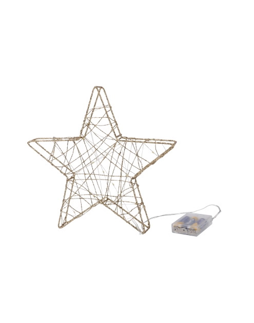 Zdjęcie: Gwiazda metalowa z brokatem złota 30 LED na baterie JUMI