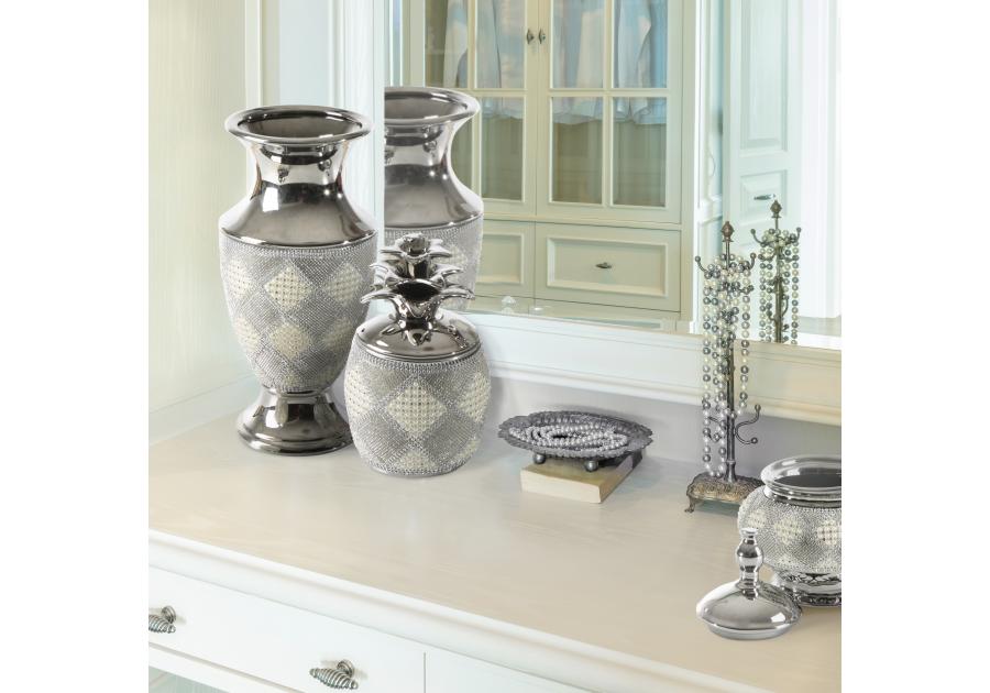 Zdjęcie: Wazon Paula 17x17x35 cm biało-srebrny EUROFIRANY